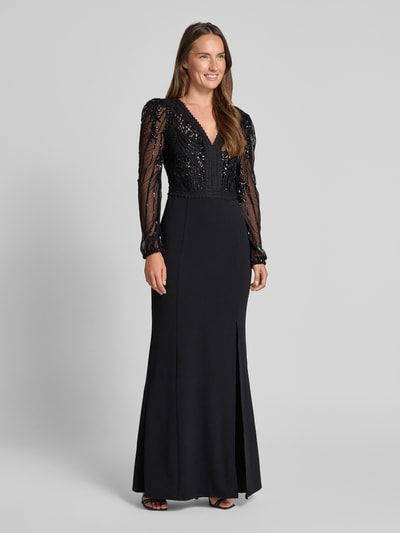 Abendkleid mit Pailettenbesatz - Black