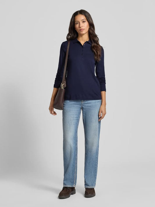 Regular Fit Poloshirt mit Knopfleiste - Dunkelblau