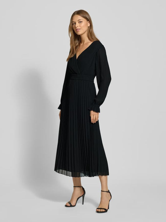 Midikleid mit V-Ausschnitt - Black