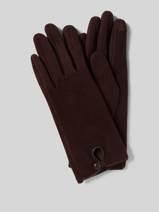 Regular Fit Handschuhe mit Knopfverschluss - Dunkelbraun