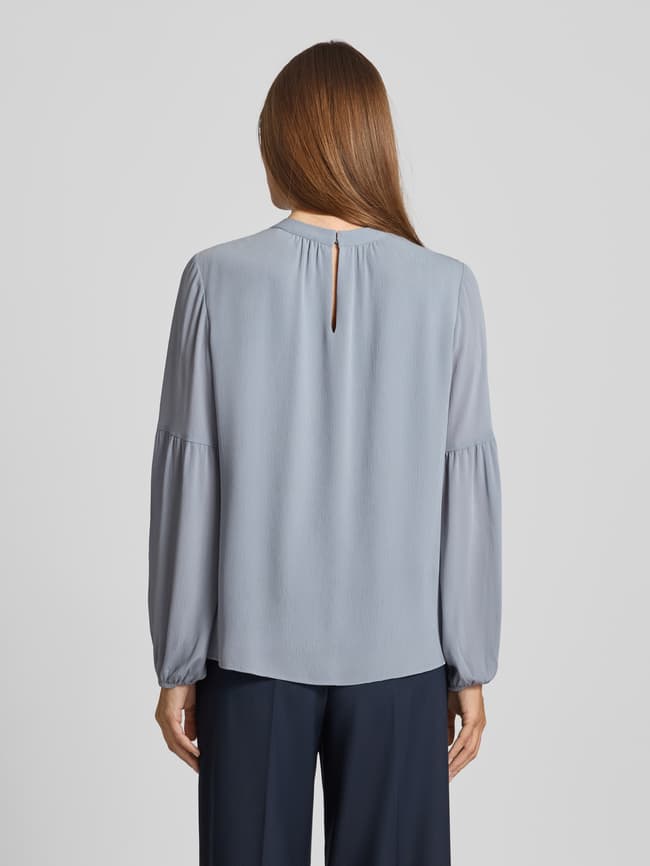 Blusenshirt mit Rundhalsausschnitt - Rauchblau