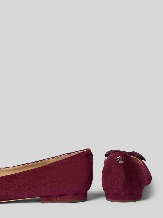 Ballerinas aus Leder mit Schleifen-Applikation Modell 'LONDYN' - Dunkelrot