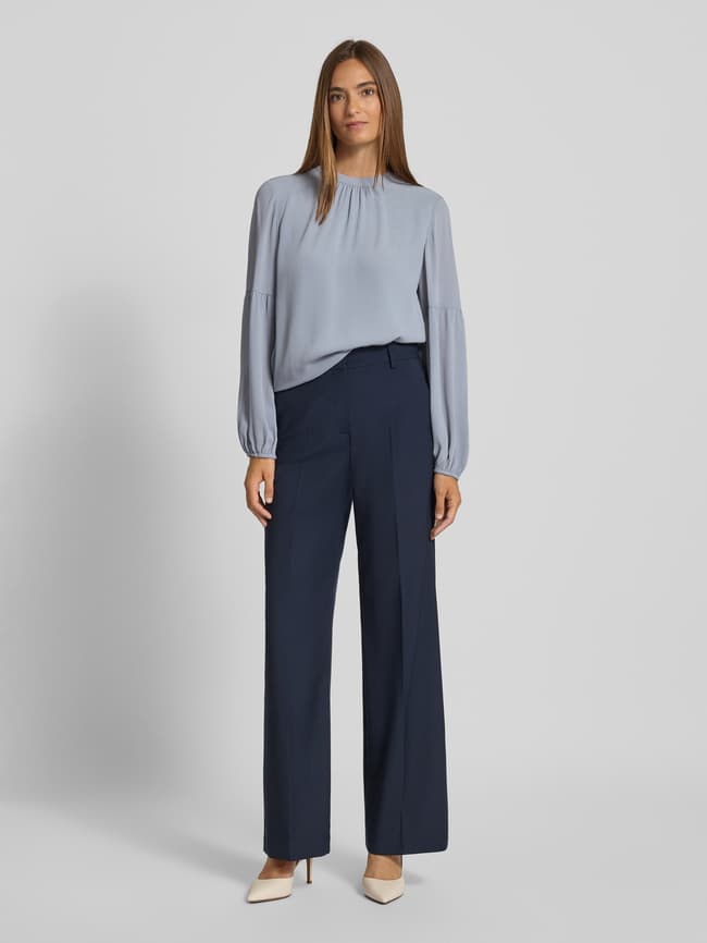 Blusenshirt mit Rundhalsausschnitt - Rauchblau