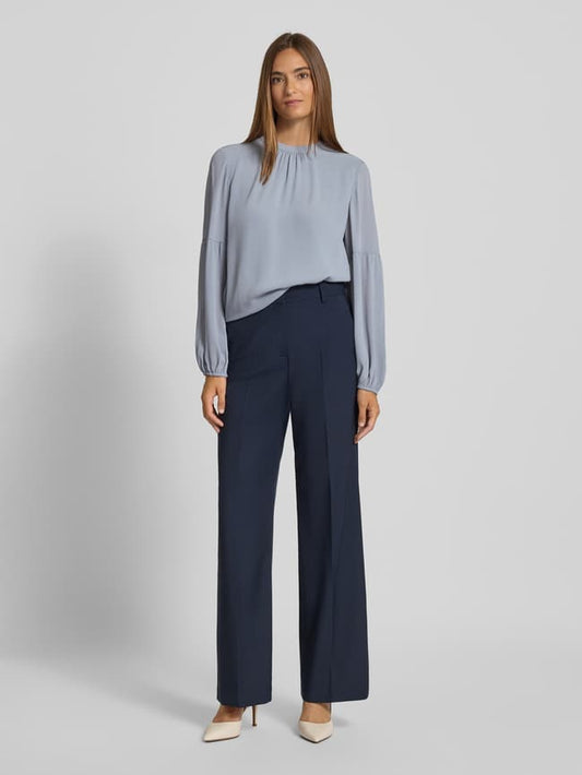 Blusenshirt mit Rundhalsausschnitt - Rauchblau