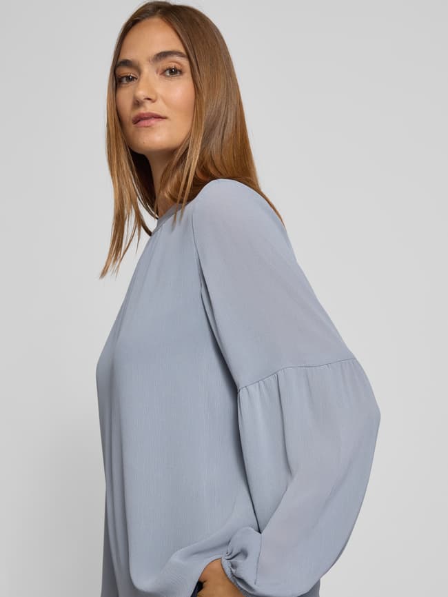 Blusenshirt mit Rundhalsausschnitt - Rauchblau