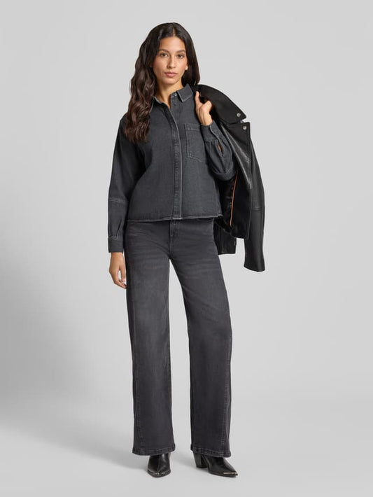 Wide Leg Jeans mit 5-Pocket-Design Modell 'Miva' - Dunkelgrau