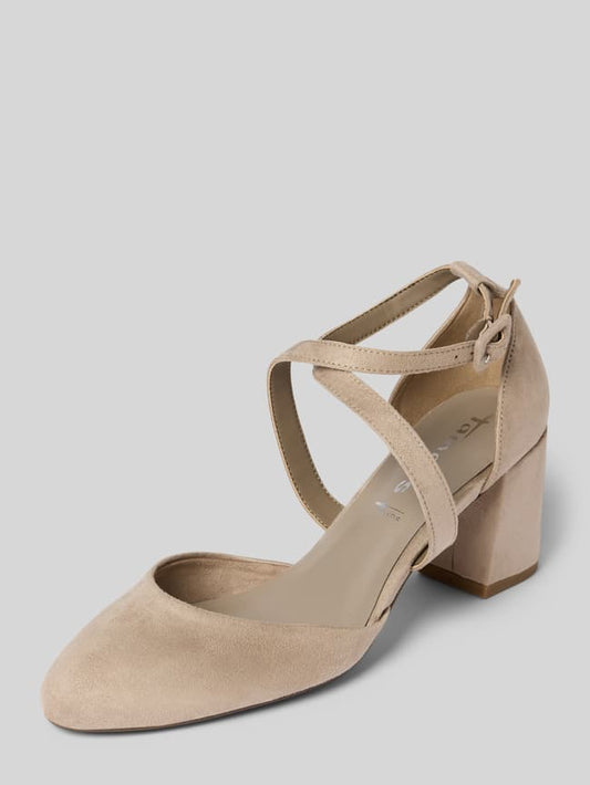 Pumps mit Kreuzriemen - Taupe