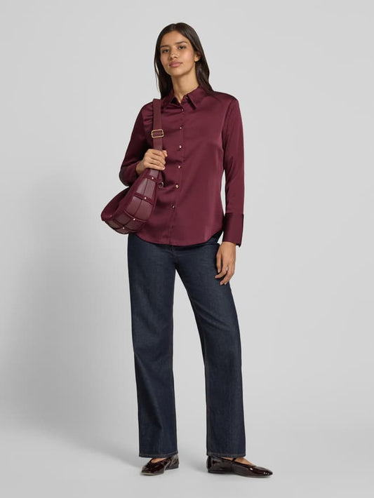 Hemdbluse mit Knopfleiste - Bordeaux