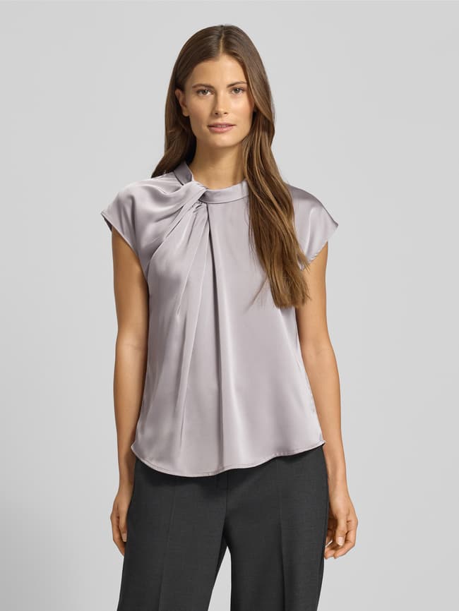 Blusenshirt mit Stehkragen - Mittelgrau