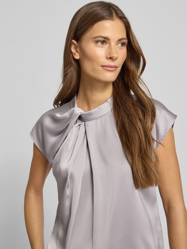 Blusenshirt mit Stehkragen - Mittelgrau