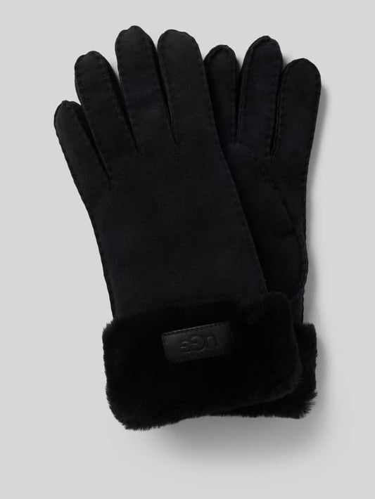Handschuhe aus Lammleder mit Label-Detail - Black