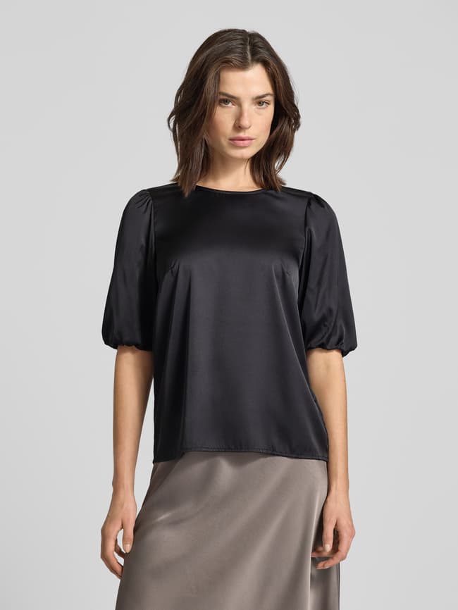 Blusenshirt mit Rundhalsausschnitt - Black