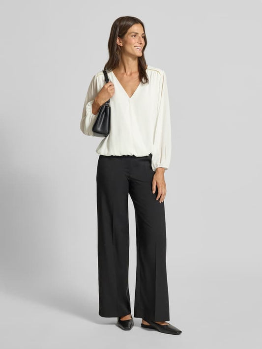 Langarmbluse mit V-Ausschnitt - Offwhite