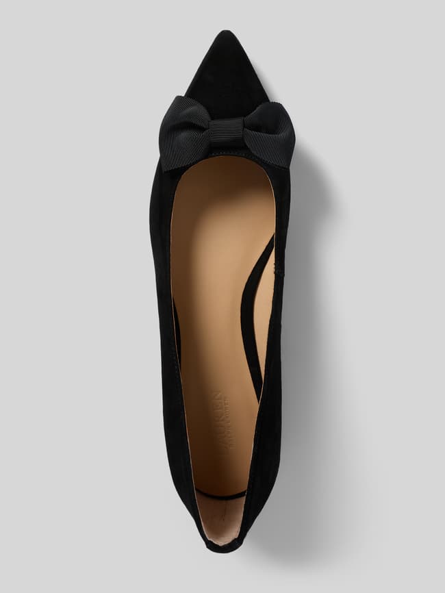 Ballerinas aus Leder mit Schleifen-Applikation Modell 'LONDYN' - Black