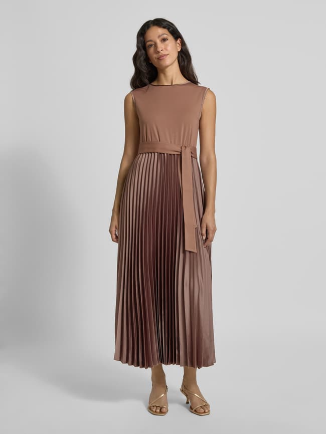 Ausgestelltes Midikleid mit Lyocell-Viskose-Anteil Modell 'SAMUELE' - Hellbraun