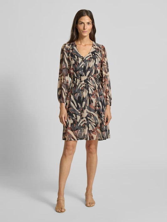 Knielanges Kleid mit V-Ausschnitt - Black