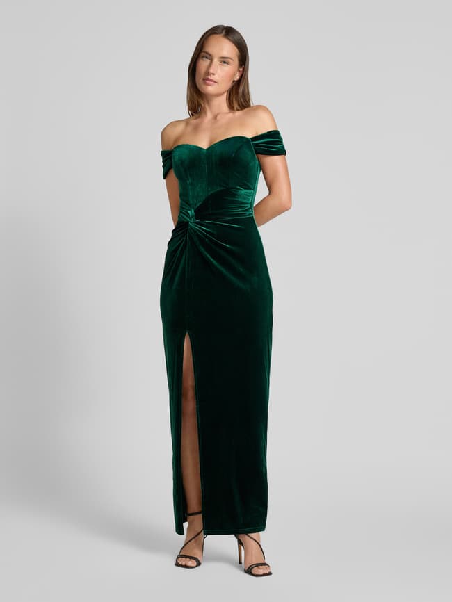 Abendkleid mit Raffungen - Dunkelgruen