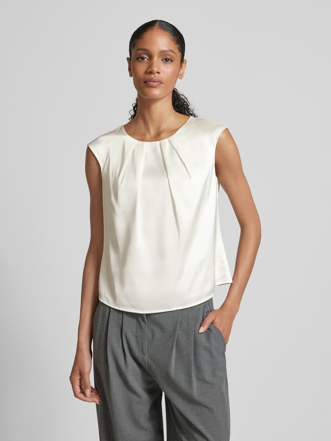 Blusenshirt mit gelegten Falten - Ecru