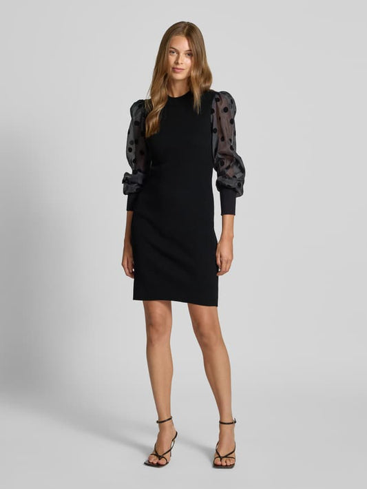 Knielanges Kleid aus Viskose-Mix Modell 'DOTME' - Black