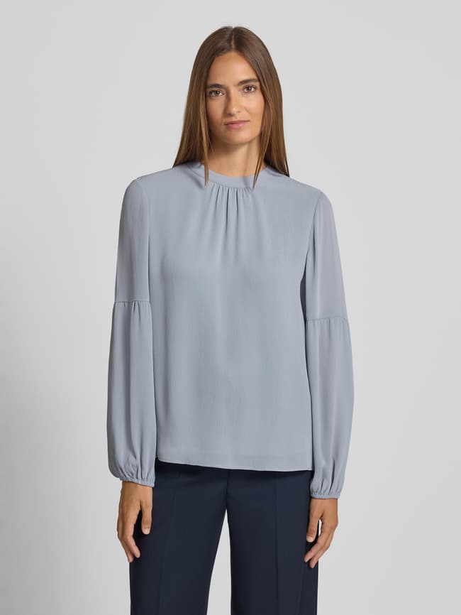 Blusenshirt mit Rundhalsausschnitt - Rauchblau