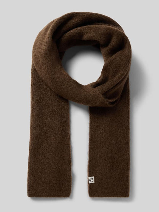 Schal mit Label-Detail Modell 'Hope' - Dunkelbraun Melange