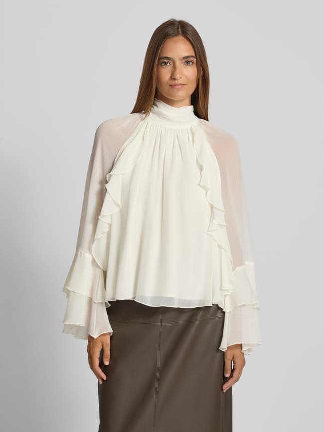 Blusenshirt mit Stehkragen - Ecru