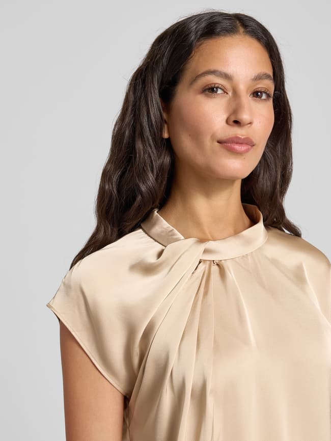 Blusenshirt mit Stehkragen - Sand