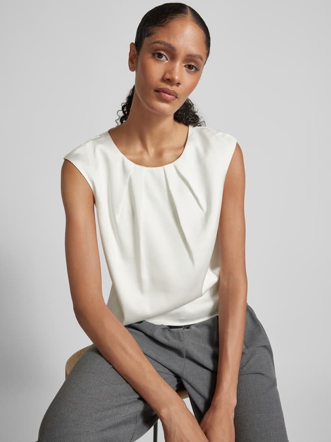 Blusenshirt mit gelegten Falten - Ecru
