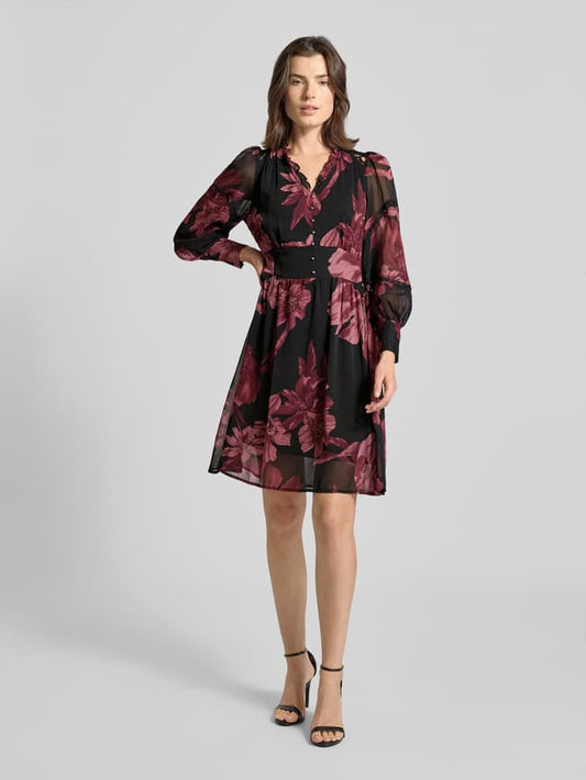 Knielanges Kleid mit V-Ausschnitt Modell 'Ma44rcella' - Black