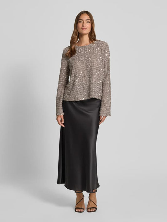 Jake*s Collection Blusenshirt mit Pailletten - Mittelgrau Melange
