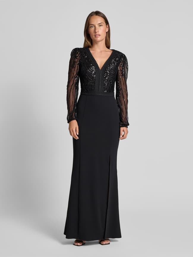 Abendkleid mit Pailettenbesatz - Black