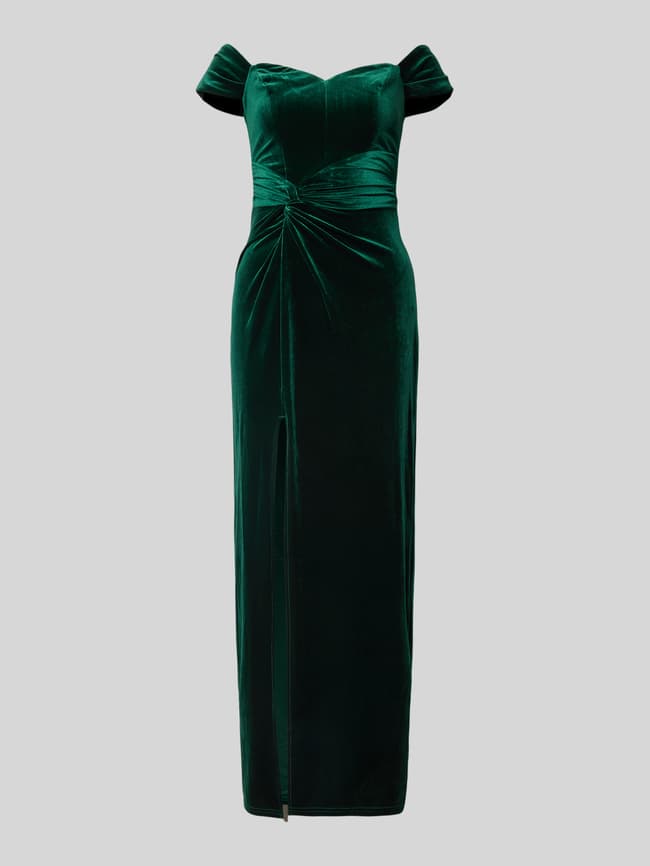 Abendkleid mit Raffungen - Dunkelgruen