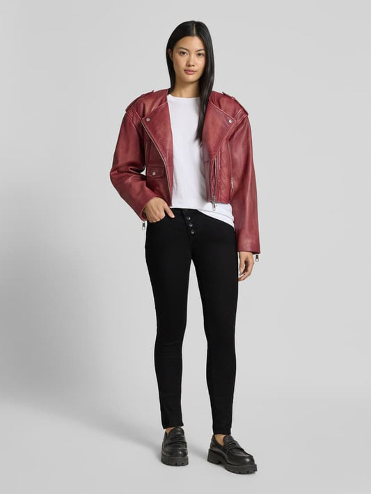 Skinny Fit Jeans mit asymmetrischer Knopfleiste - Black